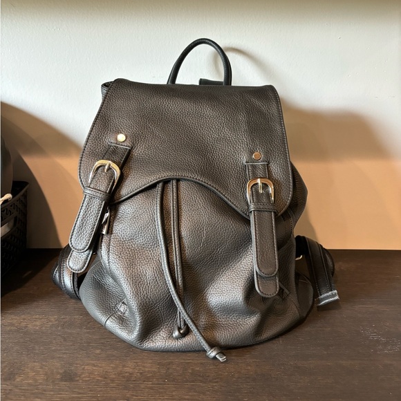 Women’s Ameri Leather Black Leather Backpack Purse - Picture 9 of 11